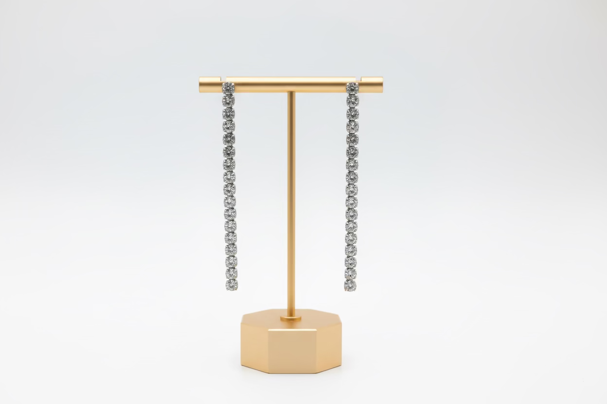Square cut Diamond Drop earrings