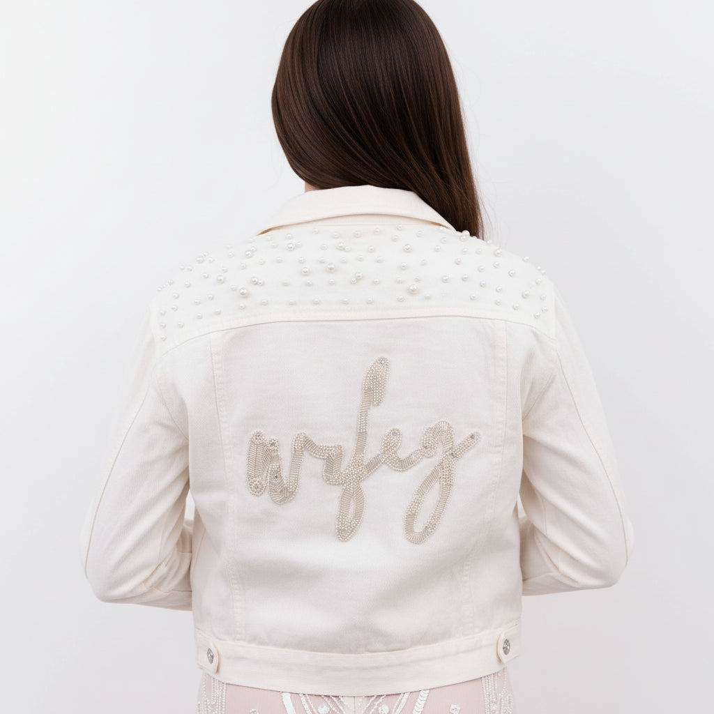 Classic Pearl Beaded Wifey Jacket: