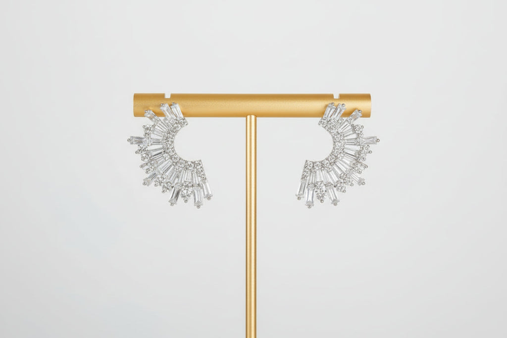 Silver Half Burst Earring