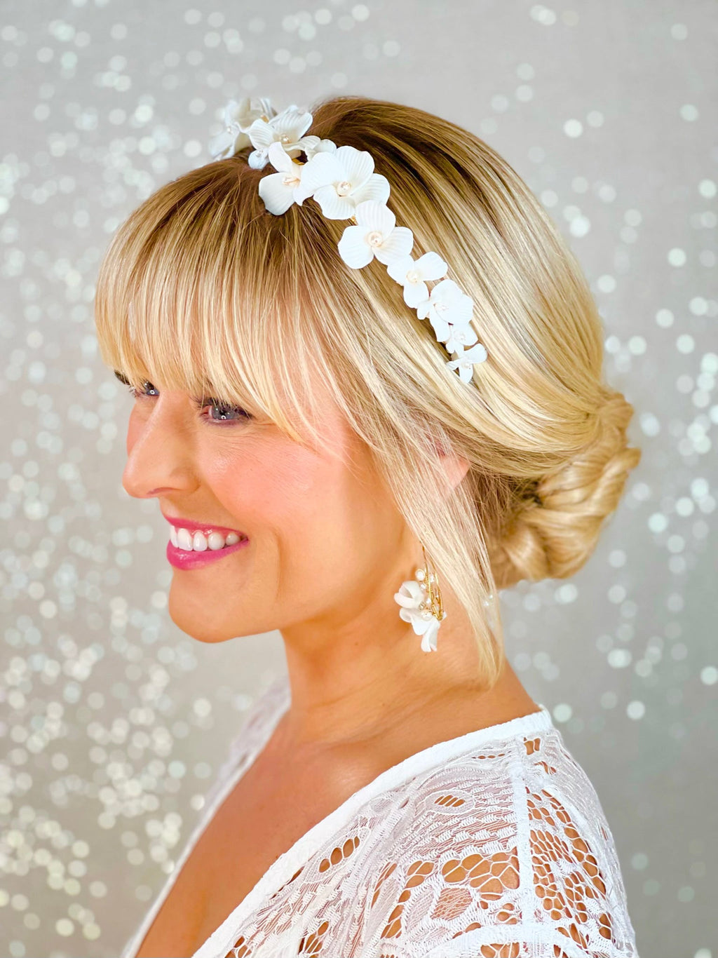 White Petal Flower Earrings