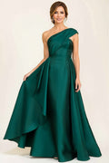 Maniju - ONE SHOULDER ELEGANT EVENING GOWN: Emerald / S-M-L(2-2-2)