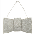 Pearl Bling Bow Design Clutch Bag Elegant Pearl Embellished Evening Party Handbag