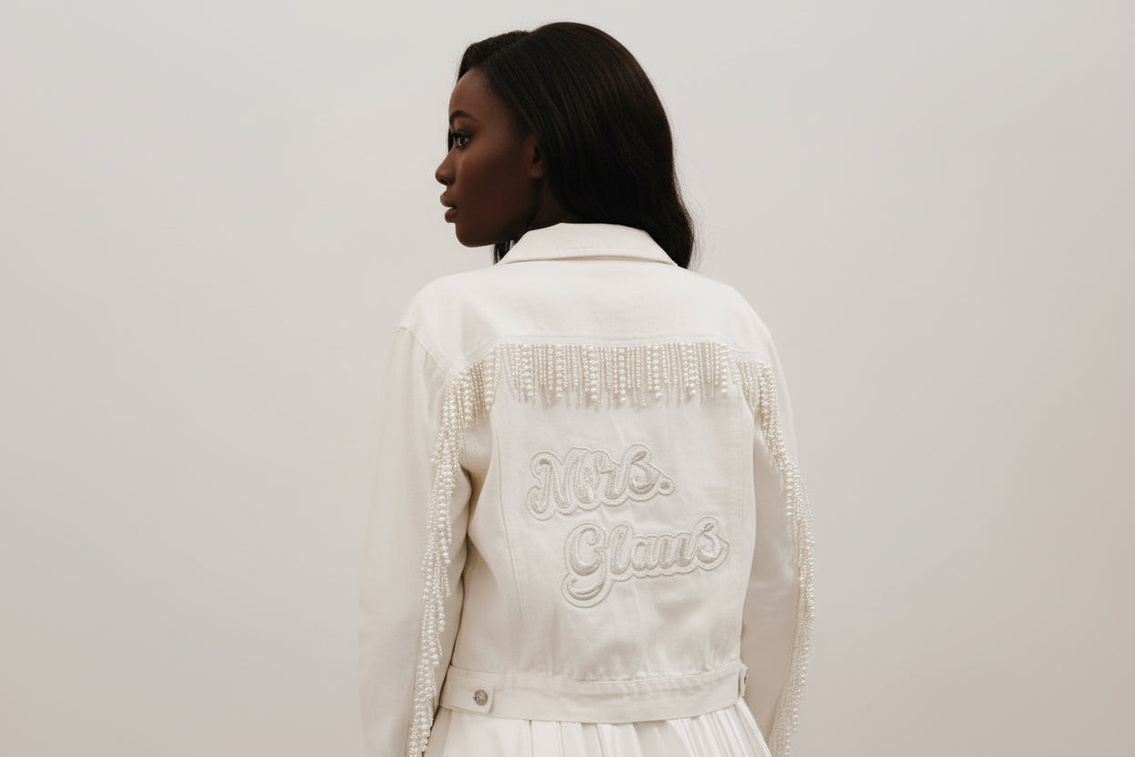 Pearl Fringe Jacket | Madena / White