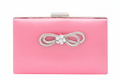 Pink Rhinestone Bow Purse Clutch Bag For Evening Events And Special Occasions With Elegant Design