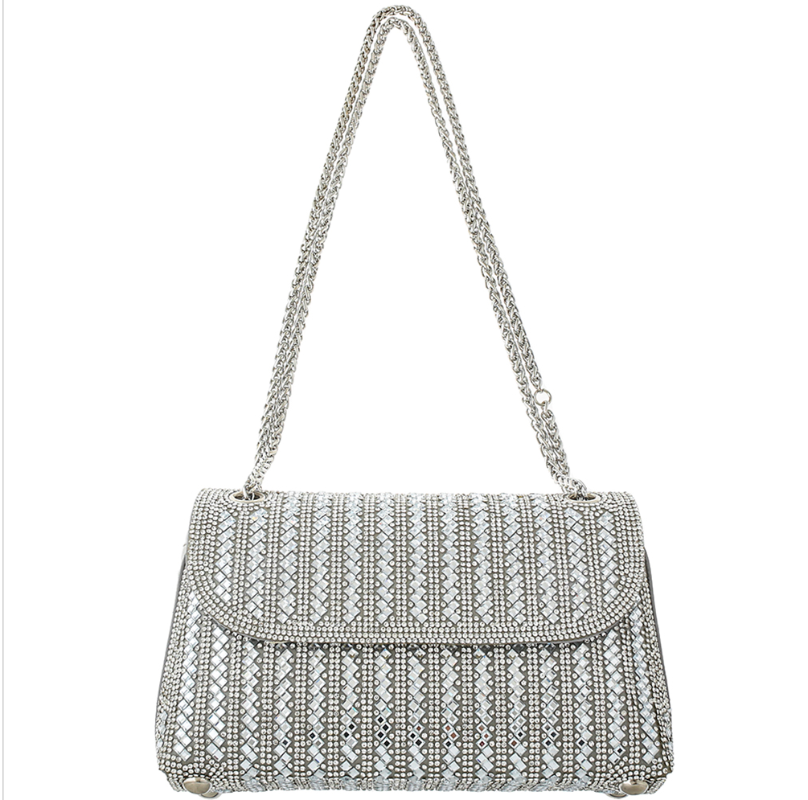 Rhinestone Design Shoulder Bag For Women With Sparkling Crystal Embellishments And Crossbody Strap