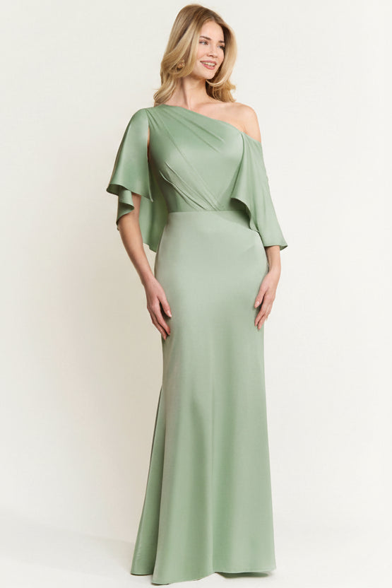 Santa Barbara Bridal Collective - ASYMMETRIC NECKLINE ONE SHOULDER DRESS: Mint / S-M-L(2-2-2)