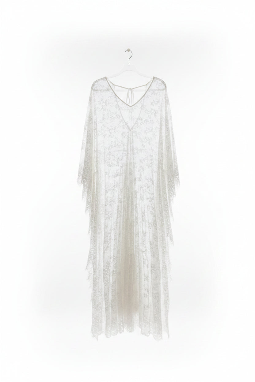 Santa Barbara Bridal Collective White Lace Overlay Robe