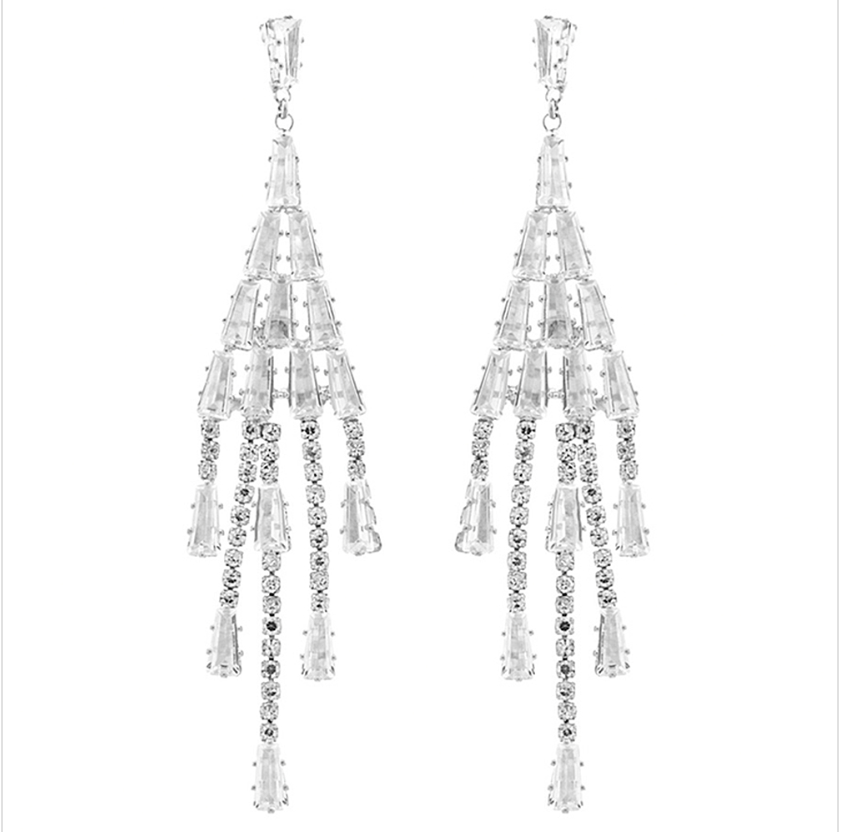 Triangle Crystal Curtain Earring