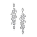 Leaf Design Crystal Drop Dangle Earrings for Women