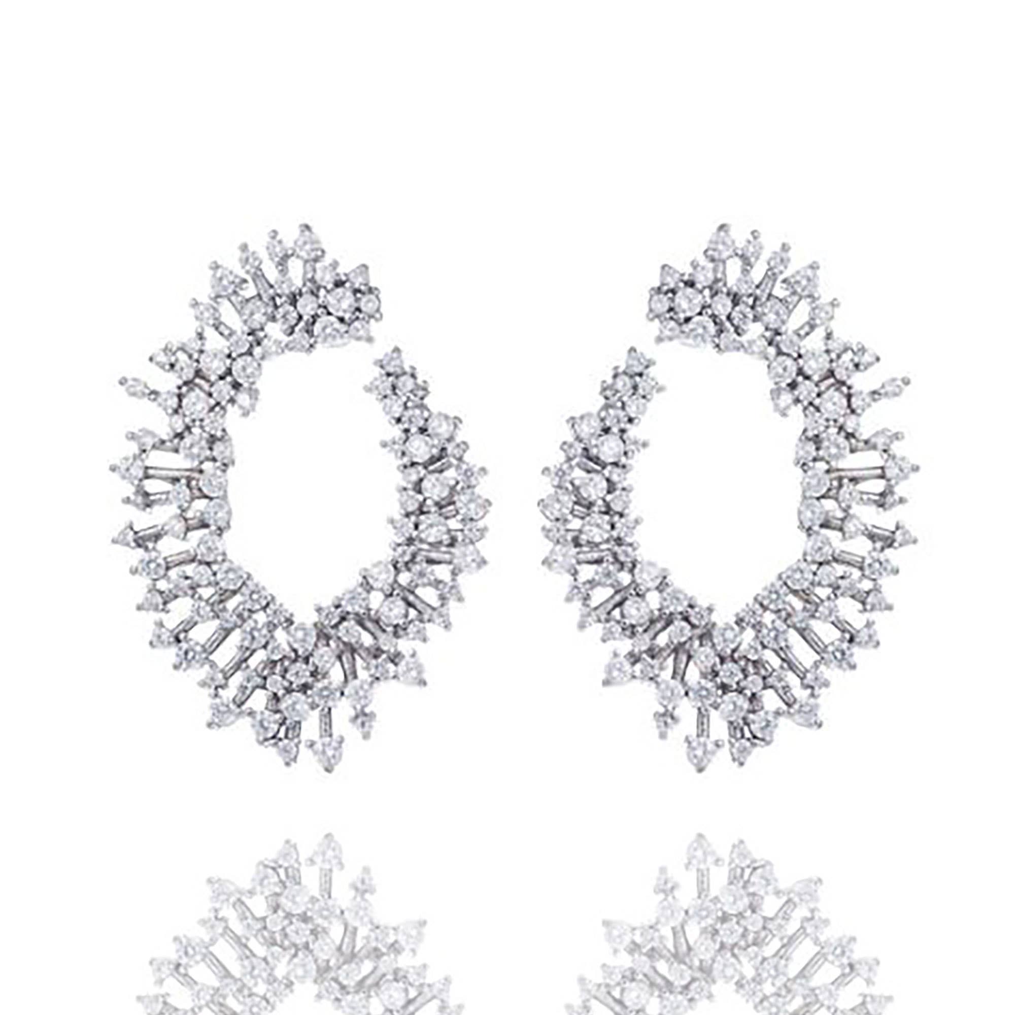 Half Cresent Cluster Earrings