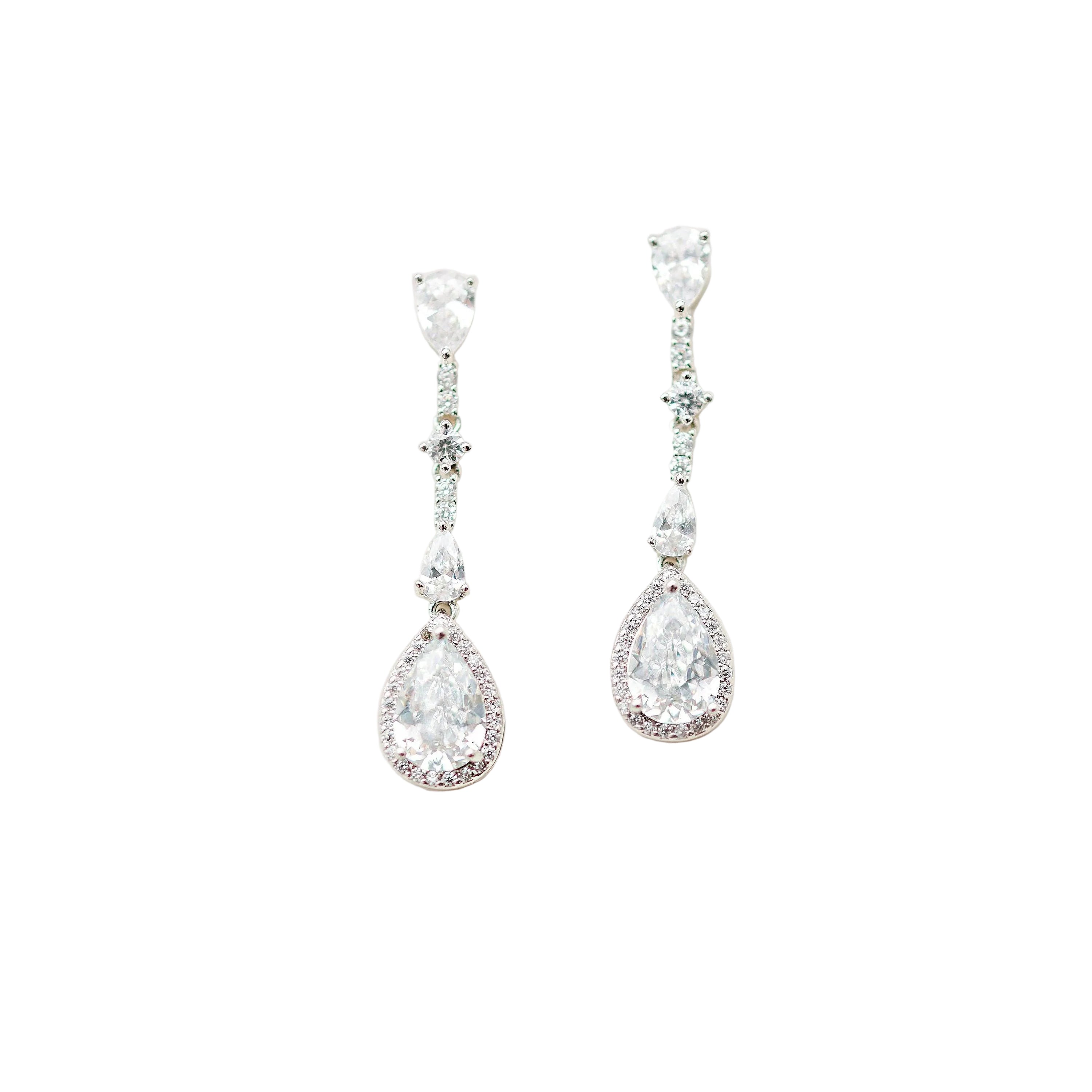 Silver crystal drop earrings