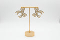 Pearl and Rhinestone Gold Bow Earring