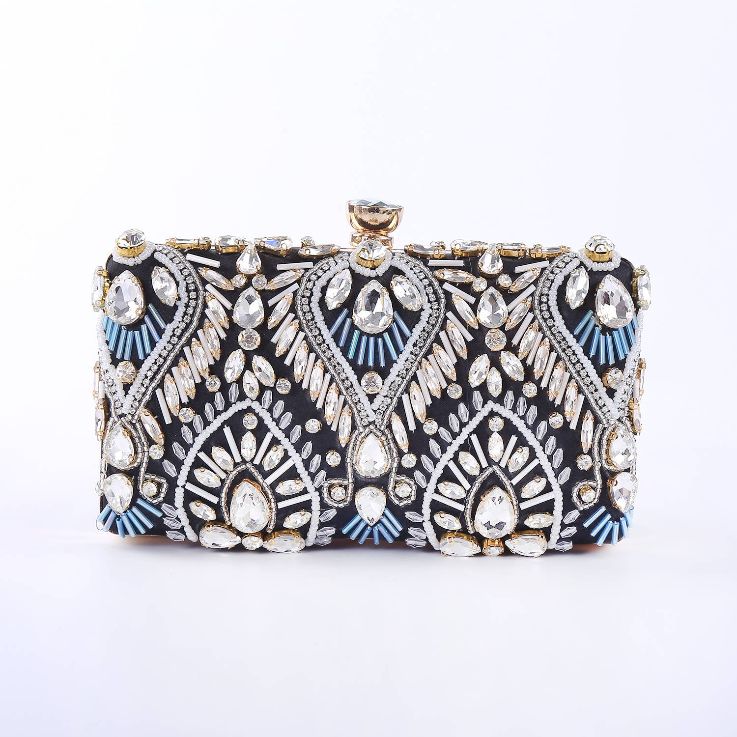 Embellished Jewelled Clutch Bag With Crystal Details For Evening Events Spacious Enough For Keys And Lipstick