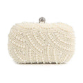 Pearl Beaded Evening Shoulder Bag Clutch Style With Beaded Lining And Polyester Interior Pearl Closure For Women