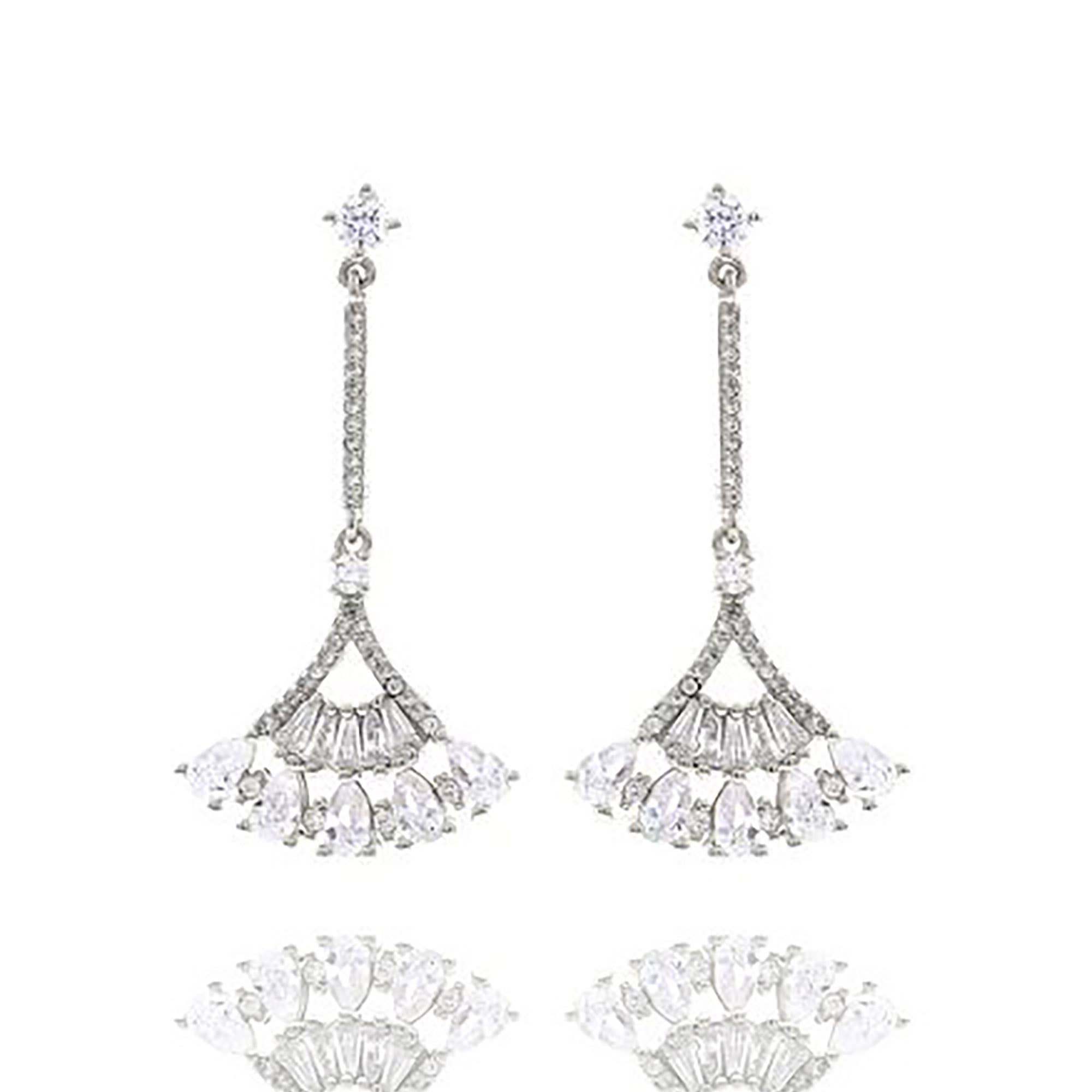 Crystal Fan Dangle Earrings