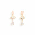 Gold rose quartz wedding earrings