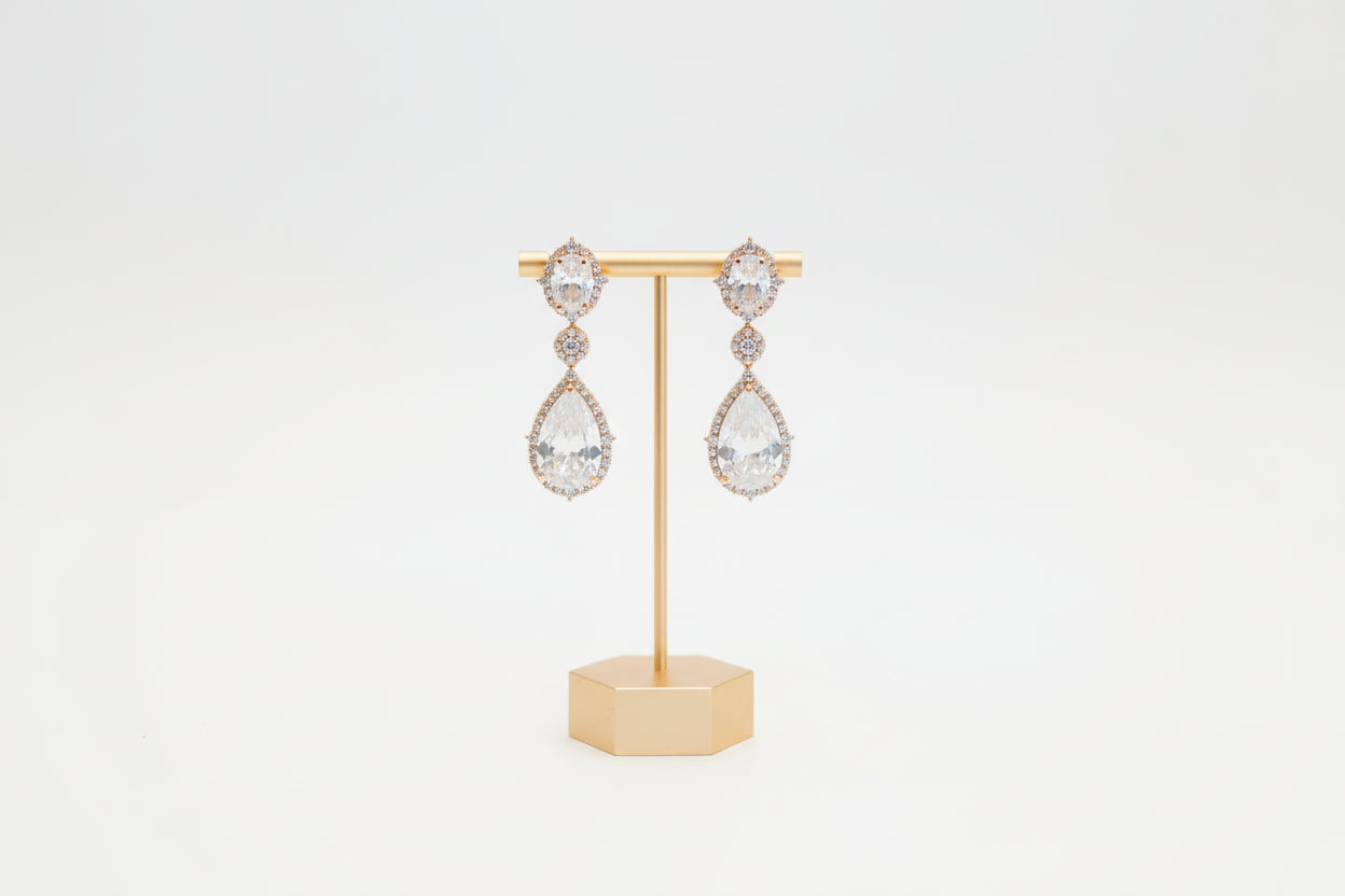 Gold crystal wedding earrings