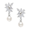 Cubic Zirconia Pearl Wedding Bridal Earrings