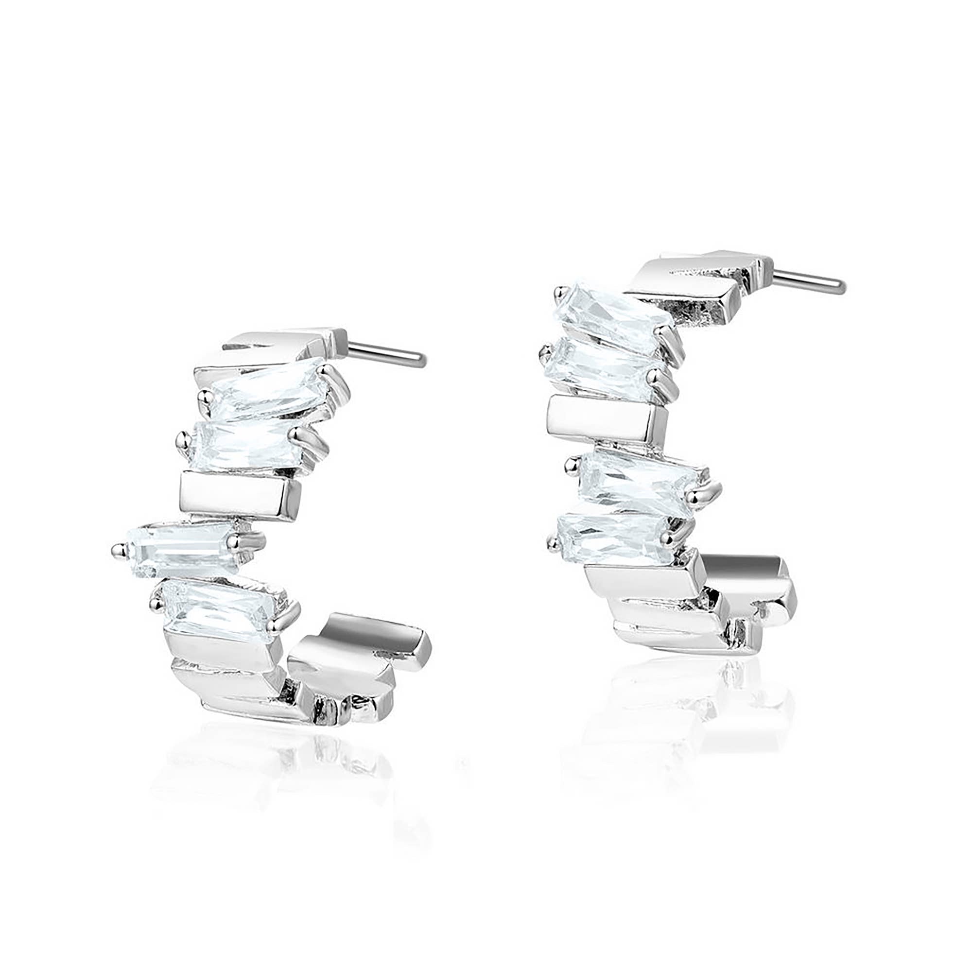 Baguette Cut Half Hoops