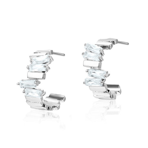 Baguette Cut Half Hoops